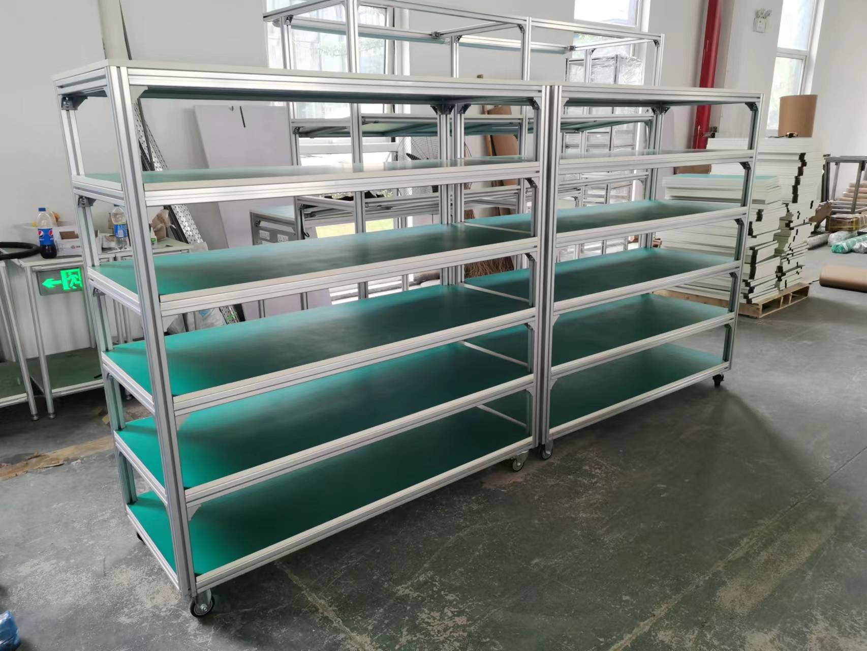 六层铝型材货架带轮子防静电板